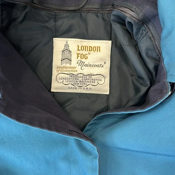 London Fog Main Coat Trench Coat Women's Size Reg 8 Pet. Teal Blue Liner… - Picture 2 of 11